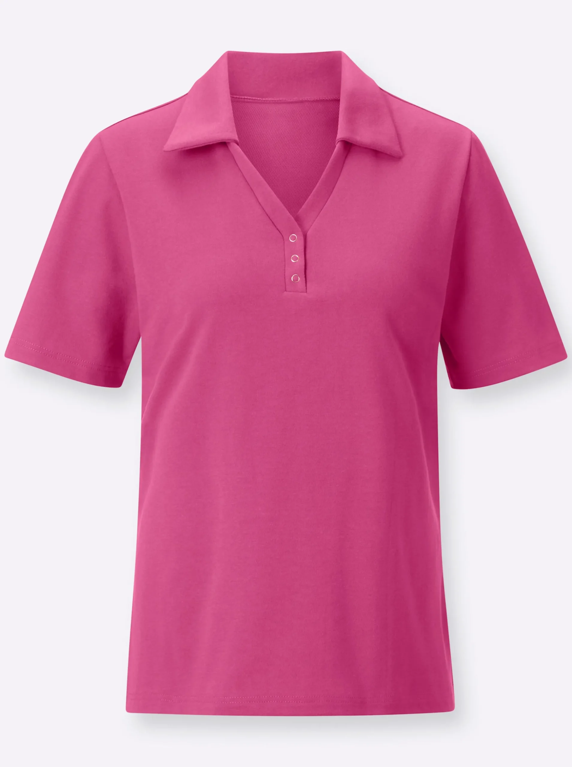 Shirts| Poloshirt mit Druckknopf-Leiste fuchsia