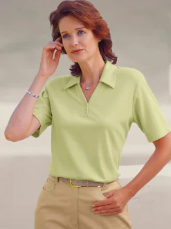 Basics| Poloshirt mit Druckknopf-Leiste pistazie