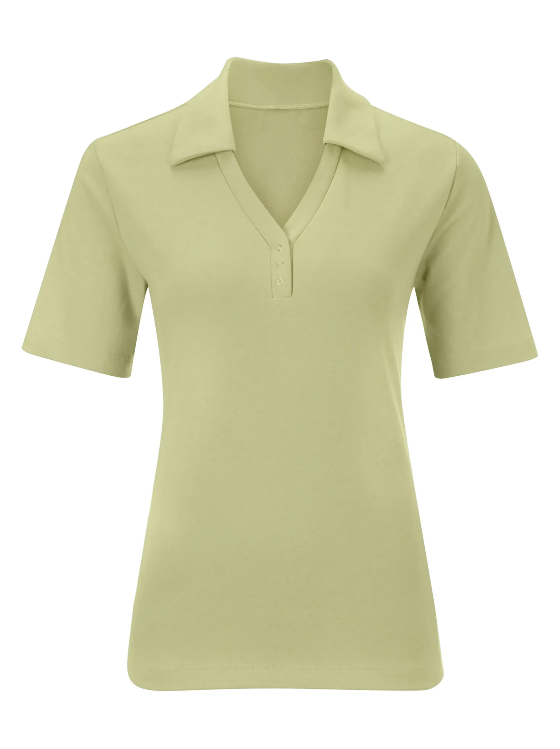Basics| Poloshirt mit Druckknopf-Leiste pistazie