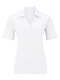 Basics|Shirts| Poloshirt mit Druckknopf-Leiste weiß