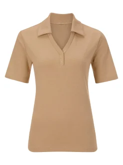 Basics| Poloshirt mit Druckknopf-Leiste sand