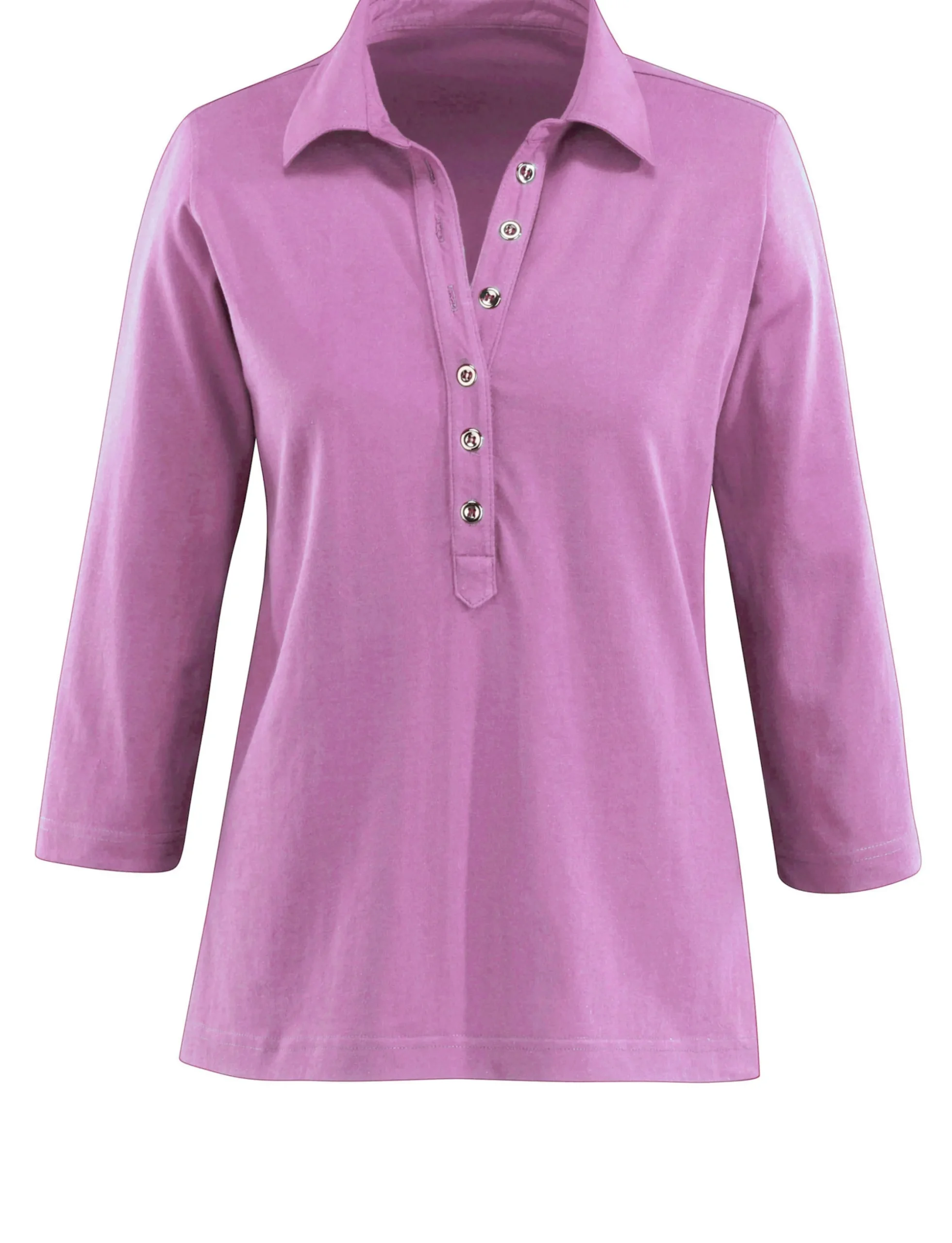 Shirts| Poloshirt mit langer Knopfleiste orchidee