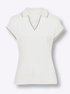 Shirts|heine Poloshirt mit Ripp-Struktur ecru