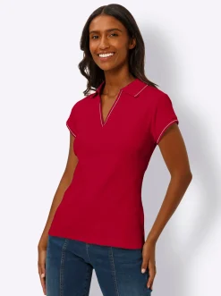 Shirts|heine Poloshirt mit Ripp-Struktur rot