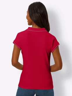 Shirts|heine Poloshirt mit Ripp-Struktur rot