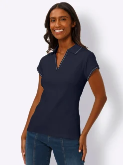 Shirts|heine Poloshirt mit Ripp-Struktur marine