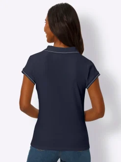 Shirts|heine Poloshirt mit Ripp-Struktur marine