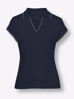 Shirts|heine Poloshirt mit Ripp-Struktur marine