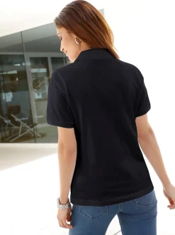 Basics| Poloshirt mit Seitenschlitzen schwarz