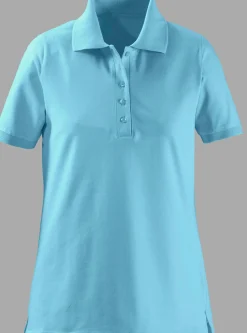 Shirts| Poloshirt mit Seitenschlitzen aqua