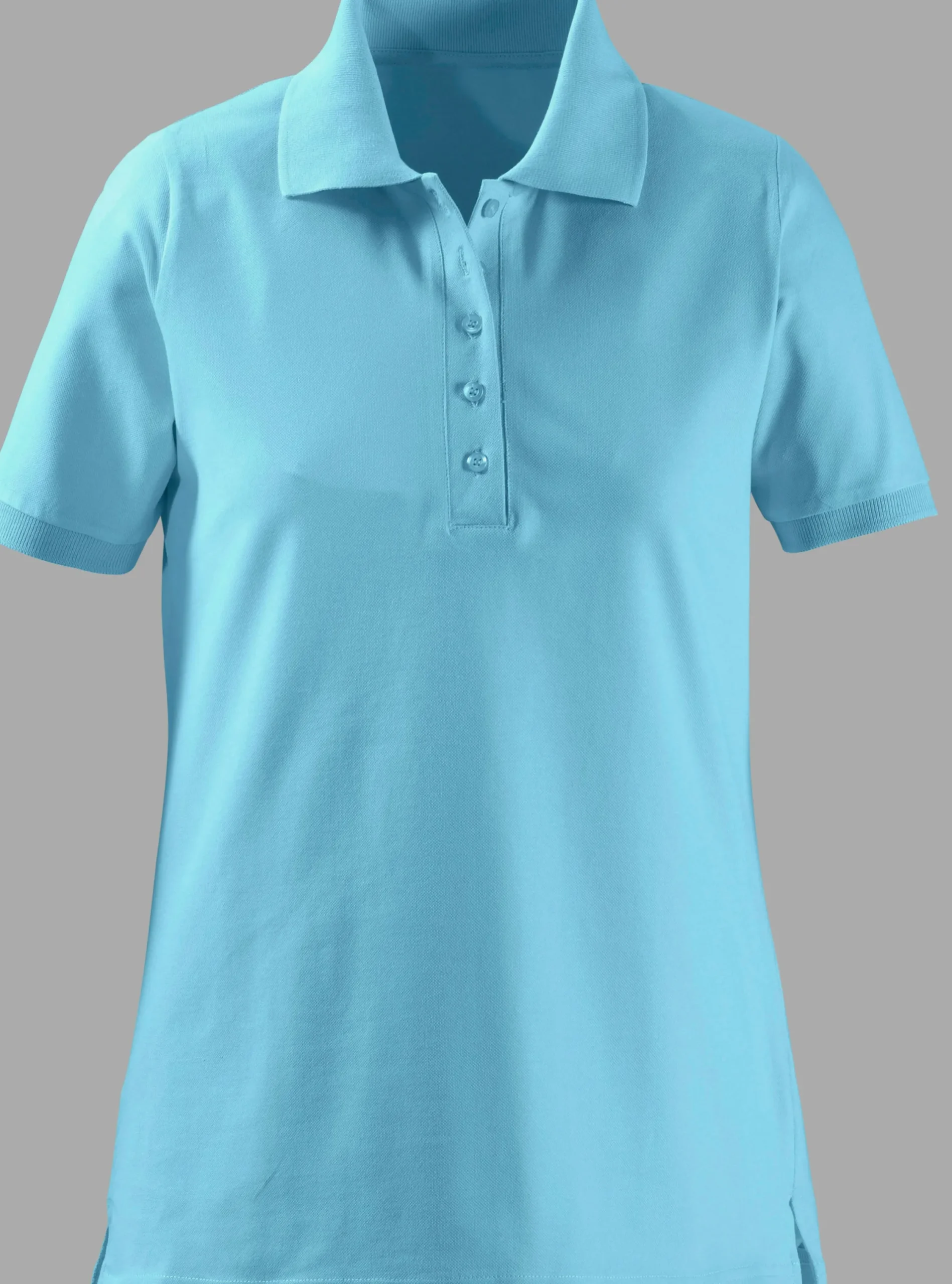 Shirts| Poloshirt mit Seitenschlitzen aqua