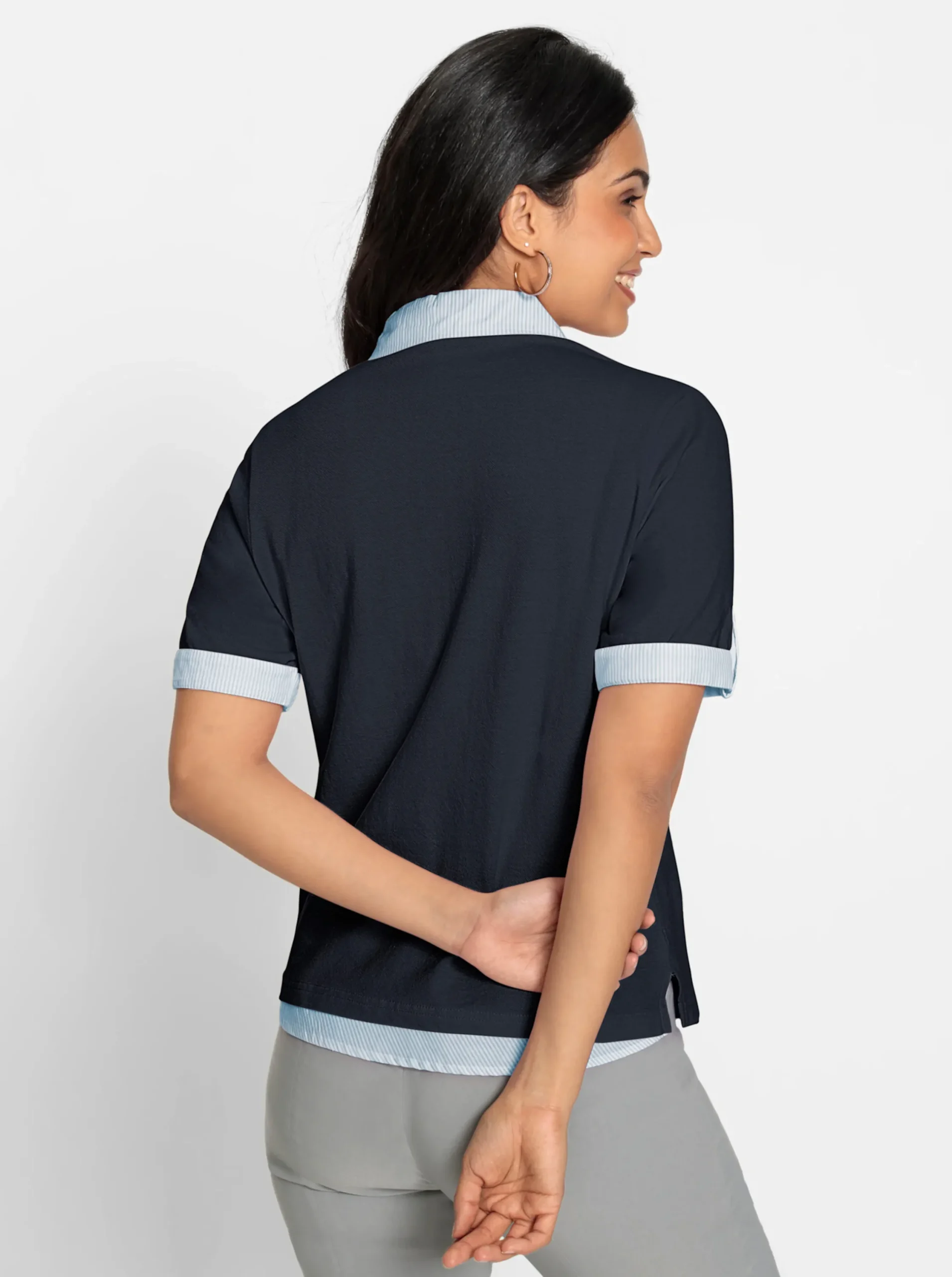 Shirts| Poloshirt mit Stickerei und Emblem marine