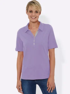 Shirts| Poloshirt mit Zierriegel flieder
