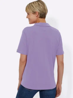Shirts| Poloshirt mit Zierriegel flieder
