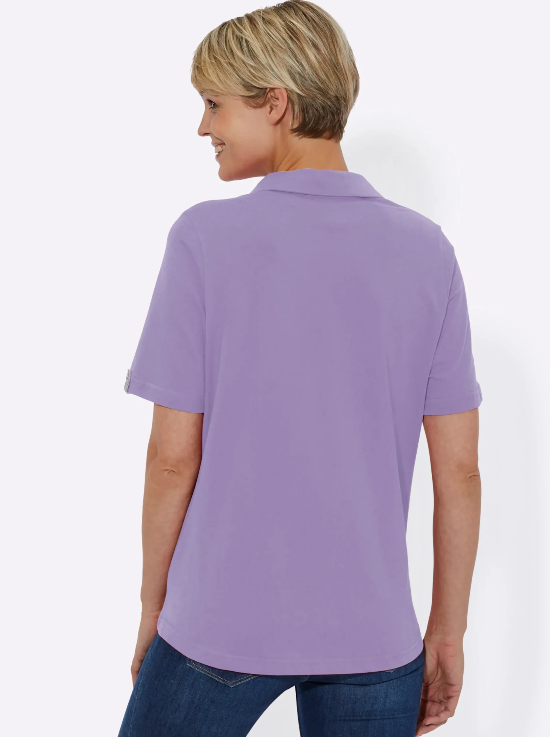 Shirts| Poloshirt mit Zierriegel flieder