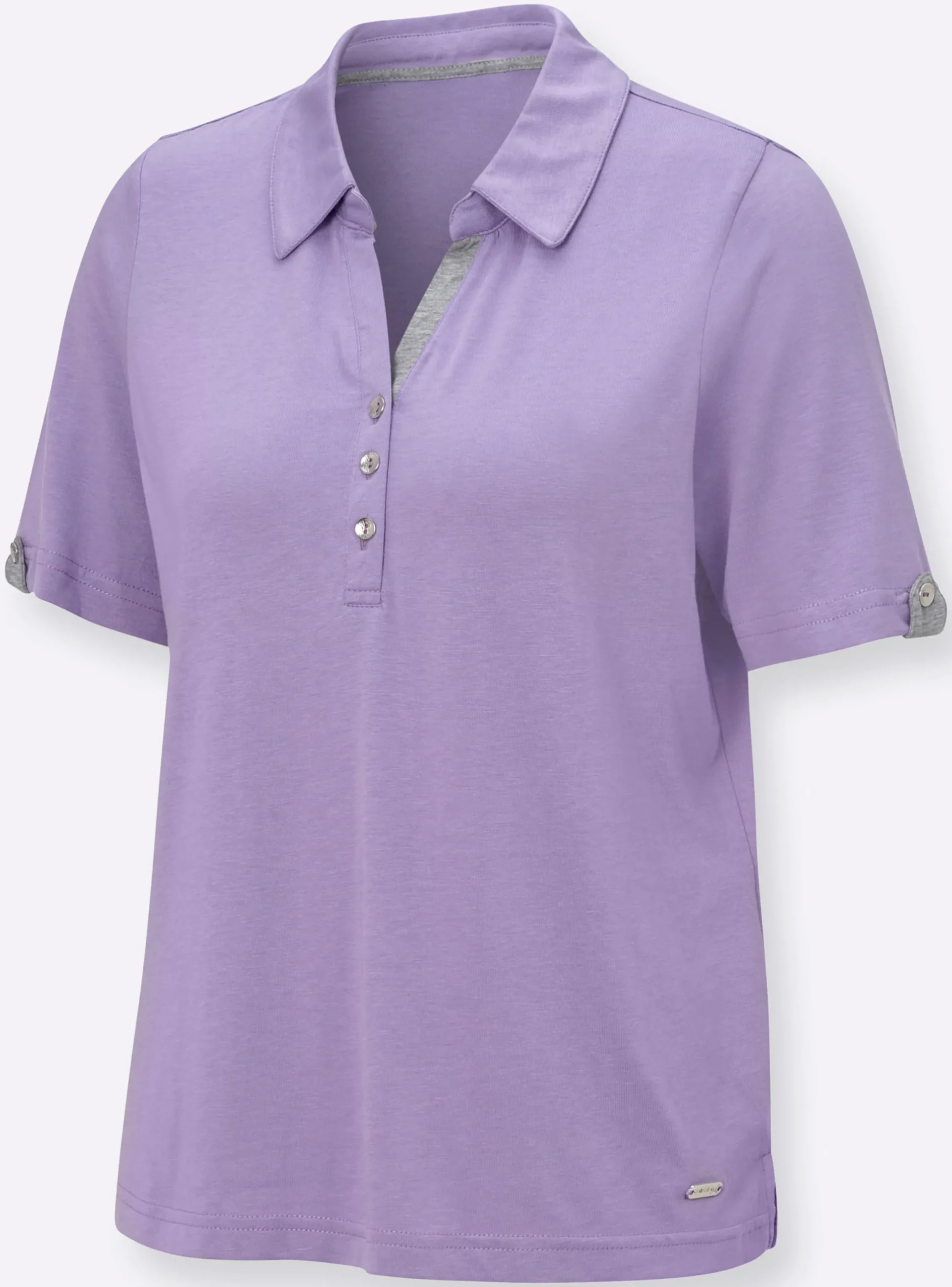 Shirts| Poloshirt mit Zierriegel flieder