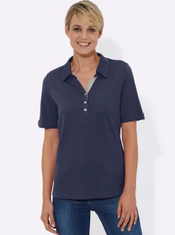 Shirts| Poloshirt mit Zierriegel marine