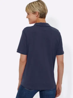 Shirts| Poloshirt mit Zierriegel marine