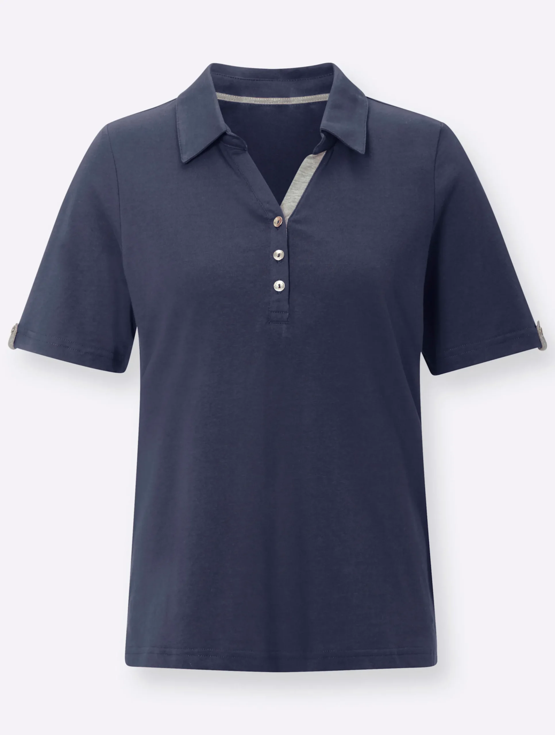 Shirts| Poloshirt mit Zierriegel marine