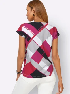 Shirts| Print-Shirt weiß-fuchsia-bedruckt