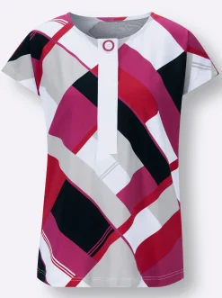 Shirts| Print-Shirt weiß-fuchsia-bedruckt