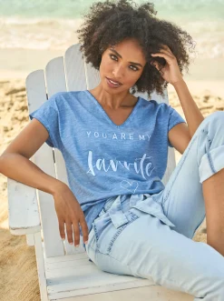 Shirts|heine Print-Shirt mittelblau