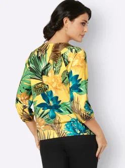 Shirts| Print-Shirt gelb-khaki-bedruckt