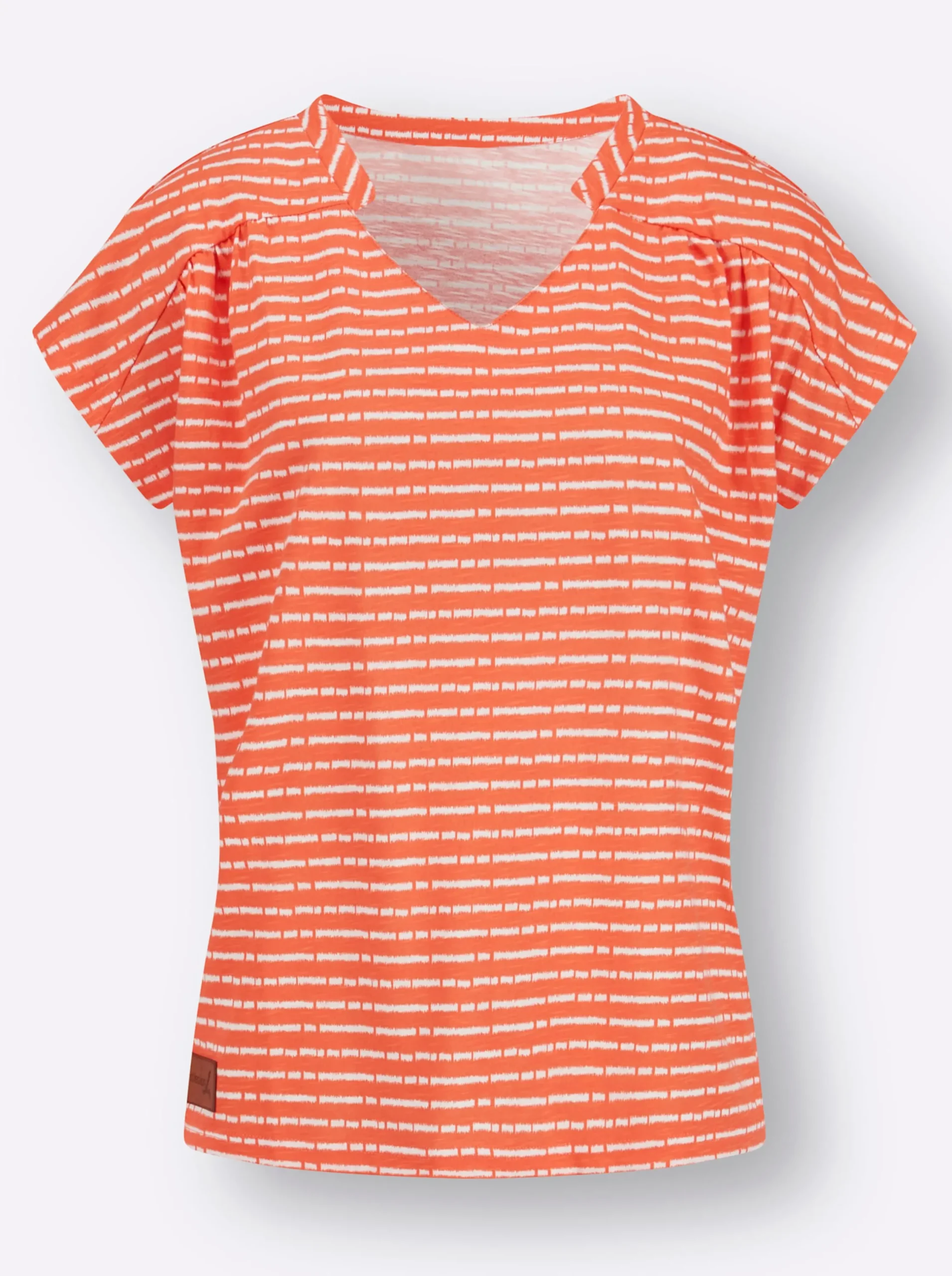 Shirts| Print-Shirt orange-ecru-geringelt