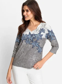 Shirts| Print-Shirt royalblau-schwarz-bedruckt