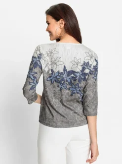 Shirts| Print-Shirt royalblau-schwarz-bedruckt