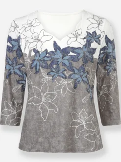 Shirts| Print-Shirt royalblau-schwarz-bedruckt