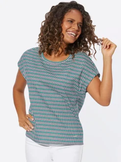 Shirts| Print-Shirt marine-smaragd-geringelt
