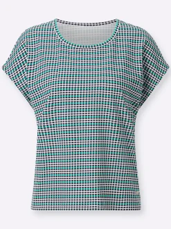Shirts| Print-Shirt marine-smaragd-geringelt