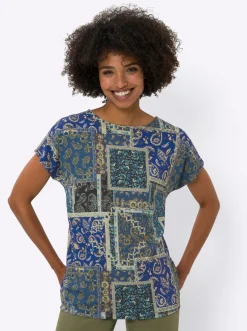 Shirts|heine Print-Shirt jeansblau-grün-bedruckt