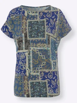 Shirts|heine Print-Shirt jeansblau-grün-bedruckt