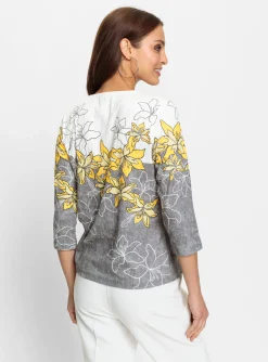 Shirts| Print-Shirt sonnengelb-schwarz-bedruckt