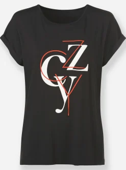 Shirts|heine Print-Shirt schwarz-ecru-bedruckt