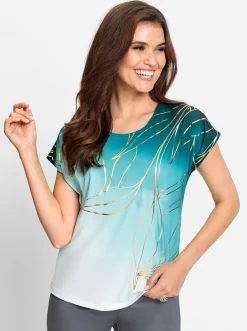 Shirts| Print-Shirt petrol-goldfarben-bedruckt