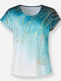 Shirts| Print-Shirt petrol-goldfarben-bedruckt