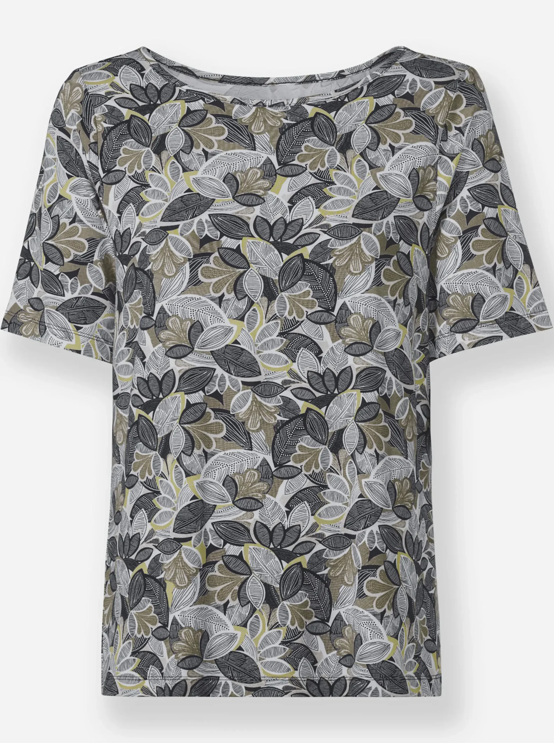 Shirts| Print-Shirt khaki-lindgrün-bedruckt