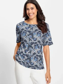Shirts| Print-Shirt hellblau-marine-bedruckt