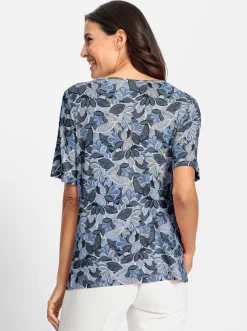 Shirts| Print-Shirt hellblau-marine-bedruckt