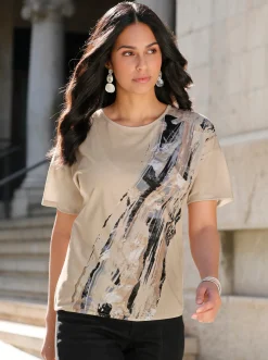Shirts| Print-Shirt sand-schwarz-bedruckt