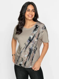 Shirts| Print-Shirt sand-schwarz-bedruckt