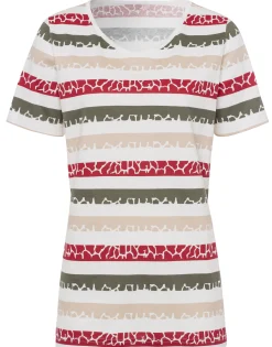 Shirts| Print-Shirt khaki-rot-gestreift