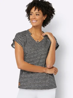 Shirts| Print-Shirt schwarz-ecru-geringelt