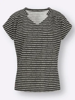 Shirts| Print-Shirt schwarz-ecru-geringelt