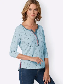Shirts| Print-Shirt aus reiner Baumwolle blau-bedruckt
