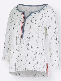 Shirts| Print-Shirt aus reiner Baumwolle weiß-blau-bedruckt