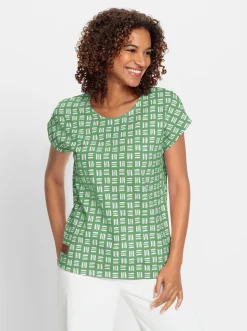 Shirts| Print-Shirt aus reiner Baumwolle apfel-ecru-bedruckt